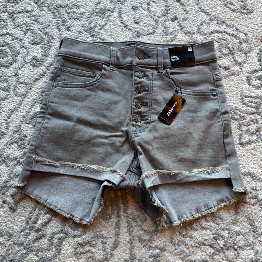 Express Light Gray Denim Shorts